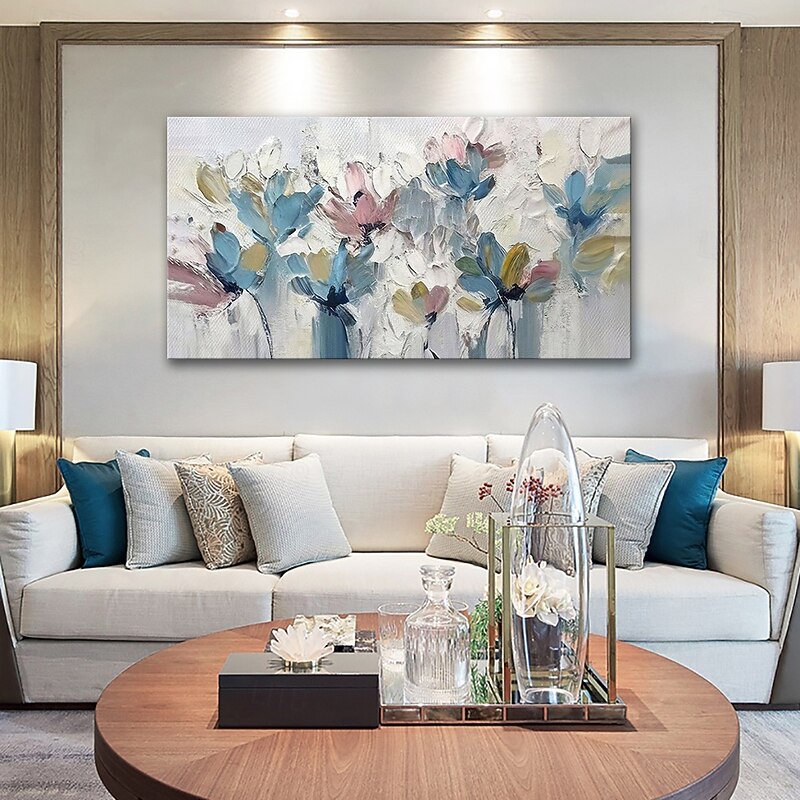 Hand Painted Abstract Flower Oil Paintings Handmade on Canvas Flowers and Plants for Home Living Room Decoration No Frame
