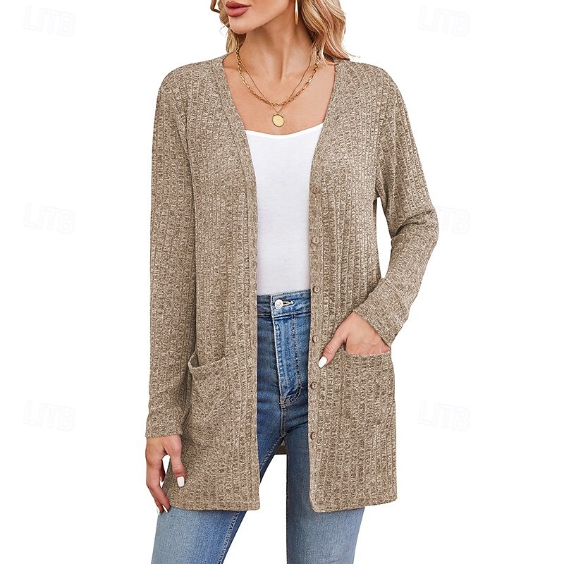 Women's Winter Coat Lightweight Pocket Knitting Elegant Vintage Fashion Daily Plain School Outdoor Vacation Home Buttoned Front Short V Neck Regular Fit Long Sleeve Outerwear Black Red Royal Blue4