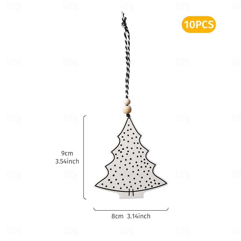 1/10PCS Christmas Tree Ornaments, Black and White Modern Hanging Decorations with Polka Dot Art Design, Waterproof PVC Xmas Decorations for Room, Home, and Indoor Holiday Decor3