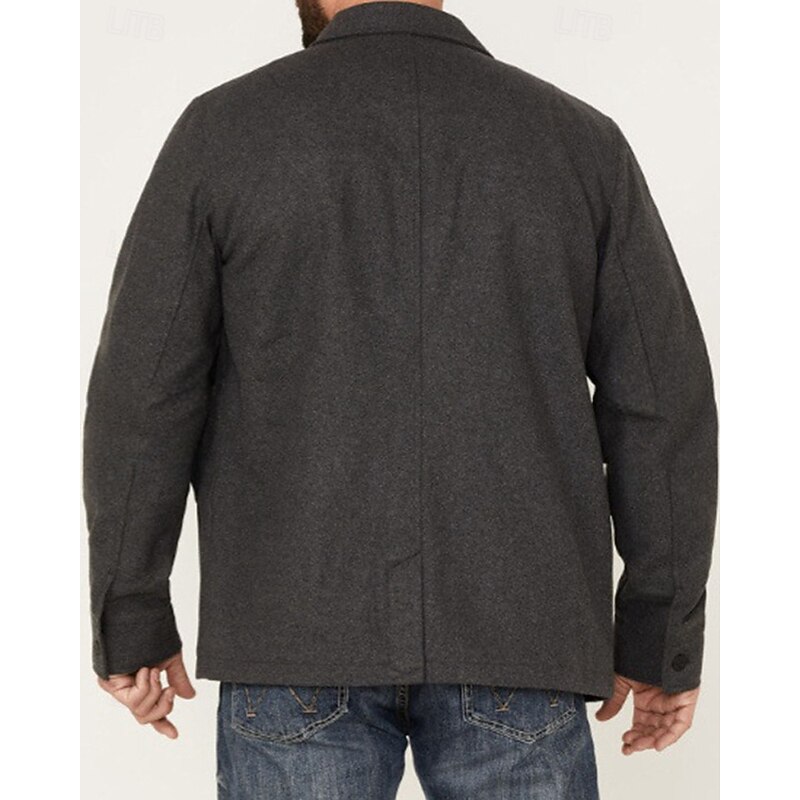 Men's Lightweight Jacket Cargo Jacket Casual Jacket Vacation Daily Warm Pocket Fall Winter Plain Fashion Classic Lapel Regular Black Brown Dark Gray Jacket3