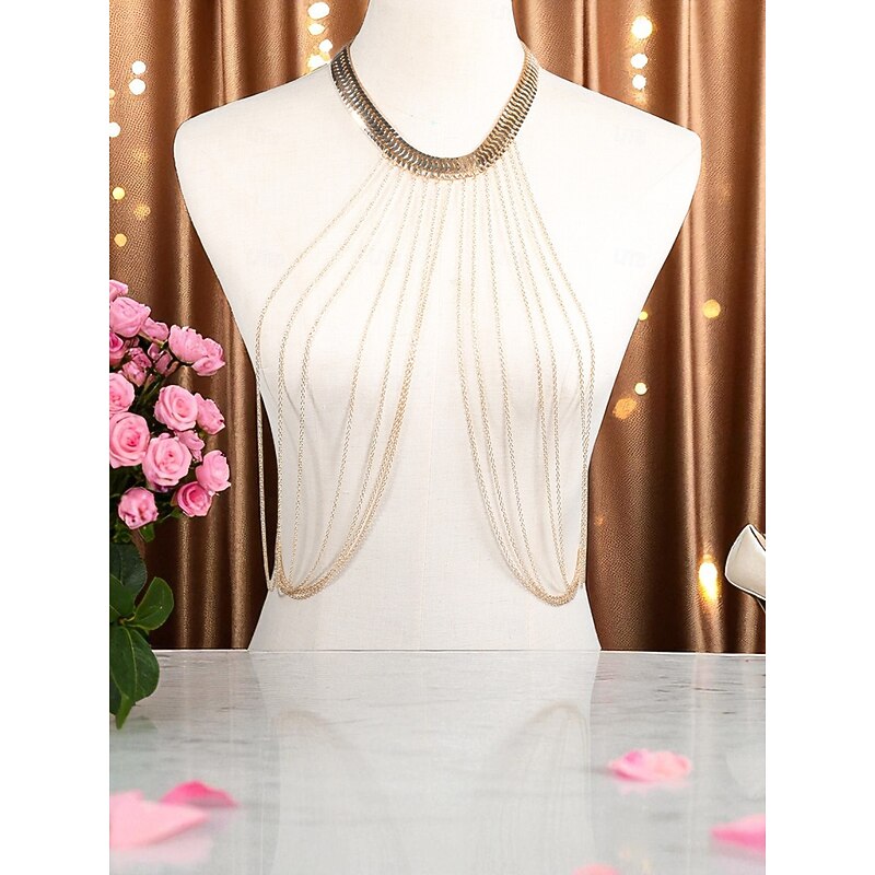 Women's Gold Multi-Layer Body Chain - Statement Jewelry with Draped Chains for Fashion Shows, Evening Parties, Beachwear and Special Occasions4