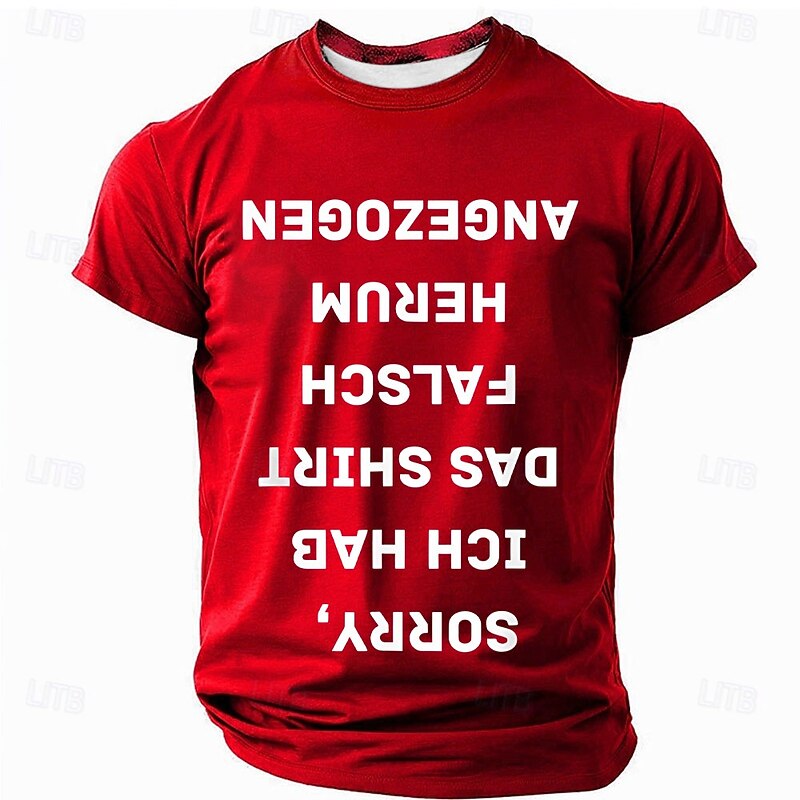 Men's Humorous Red Short Sleeve T-Shirt - 