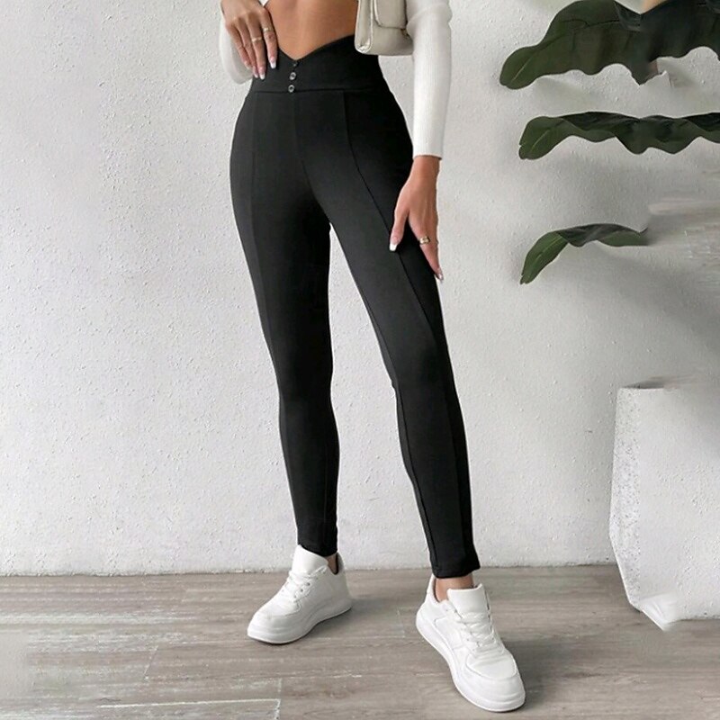 Women's Fleece Yoga Leggings Causal Leggings High Waist Gym Athletic Pilates Bottoms Solid Color Black Winter Sports Activewear4