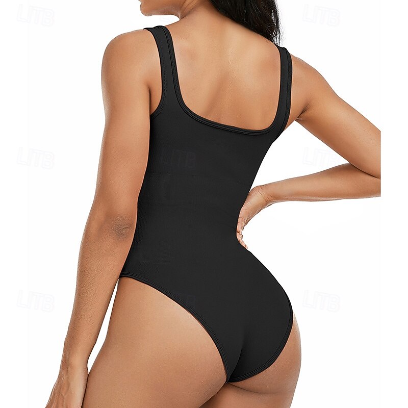 Women's Workout Jumpsuit One Piece Romper Solid Color Bodysuit rice white Black Gym Athletic Running Breathable Tummy Control Sleeveless Sport Activewear4