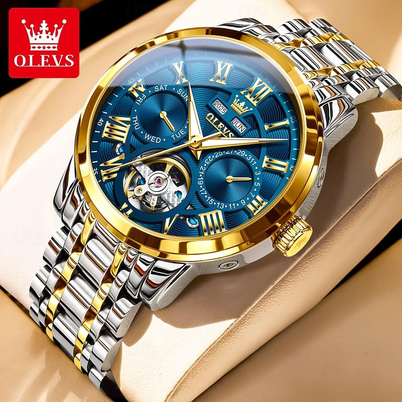 OLEVS Men Mechanical Watch Creative Sports Fashion Casual Automatic Self-winding Luminous Perpetual Calendar Calendar Steel Watch2