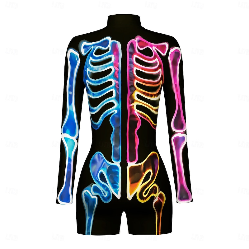 Patterned Zentai Suits Cosplay Costume Bodysuit Printing Carnival Costume Women's Sexy Costume Halloween 3D Skeleton Costume for Performance Party Masquerade Adults'3