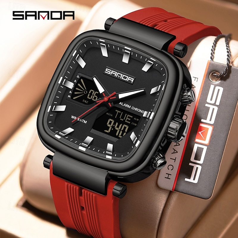 Fashion SANDA Top Brand New 6282 Men's Electronic Watch Dual Display Sports Waterproof LED Men's Timing Electronic Watch2
