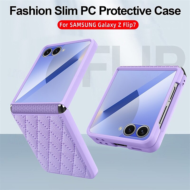 Phone Case For Samsung Galaxy Z Flip 7 Z Flip 7 FE Z Flip 6 Z Flip 5 Z Flip 4 Back Cover Shockproof Retro Geometric Pattern TPU PC PU Leather