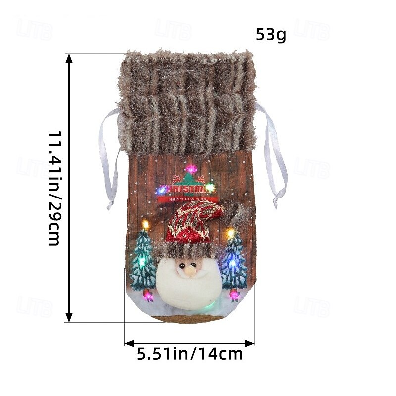 Christmas Glowing Wine Bottle Cover Creative Luminous Wine Glass Sleeve Festive Holiday Tabletop Decoration Perfect for Restaurant Bar Party Home Seasonal Display4