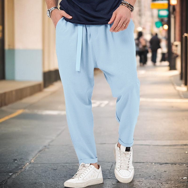 Men's Sweatpants Trousers Pocket Elastic Waist Plain Comfort Sports Outdoor Daily Fashion Casual Black White Micro-elastic4