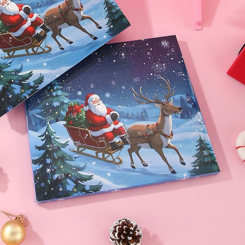 Christmas Advent Calendar Bracelets 2025 for Girls, Blue Style 31 Days DIY Jewelry Making Kit with 27 Charm Accessories, 2 Adjustable Bracelets and 2 Necklaces, Xmas Countdown Gift for Kids Teens Wo2