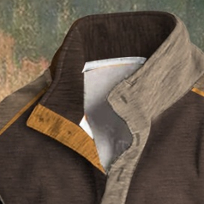 Men's Sweatshirt Corduroy Fleece Sweatshirt Pullover Quarter Zip Sweatshirt Black Blue Coffee Standing Collar Plain Patchwork Color Block Sports & Outdoor Casual Daily Streetwear Cool Sportswear4