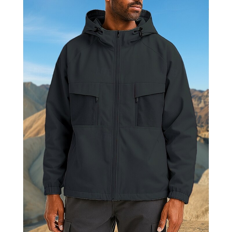 Men's Windbreaker Softshell Jacket Hiking Jacket Outdoor Waterproof Windproof Hiking Outfits Hiking Clothes Spring Autumn / Fall Top Camping / Hiking / Caving Running Solid Color Black White Red4