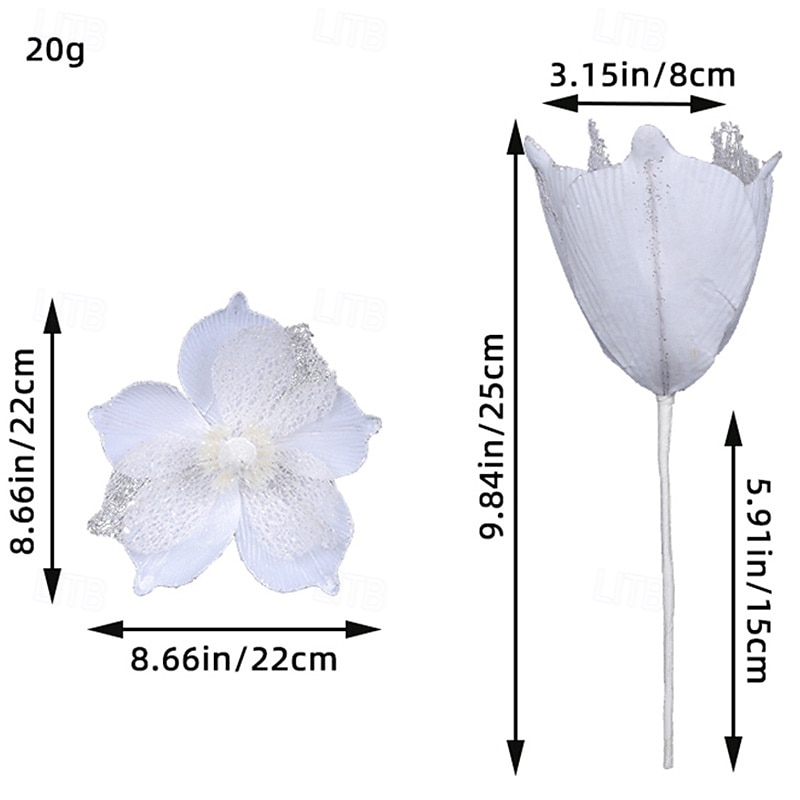 1pc Christmas Poinsettia Artificial Flower, Gold, Red, Yellow, White Faux Floral, Christmas Tree Accessory, Holiday Decoration3