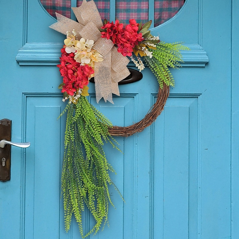 Christmas Garden Farmhouse Front Door Hanging Rustic Style Home Wall Decor Realistic Floral Wreath Perfect Seasonal Holiday Decoration for Cozy Living Spaces