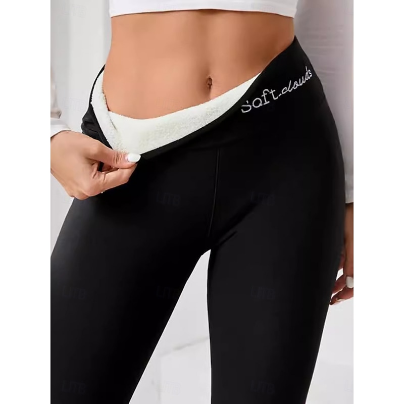 Women's Tights Leggings Casual Comfort Plus velvet Full Length High Waist High Cut Comfort Quick Dry Breathable High Elasticity Outdoor Street Wine Navy Black Gray Spring Fall Winter Regular Fit