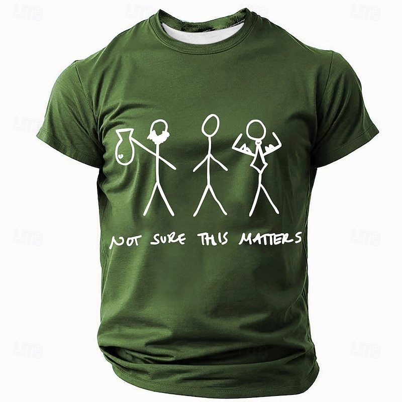 Men's Funny Short Sleeve T-Shirt with Stick Figure Graphic Print "Not Sure This Matters" | Lifestyle Humor Tee2