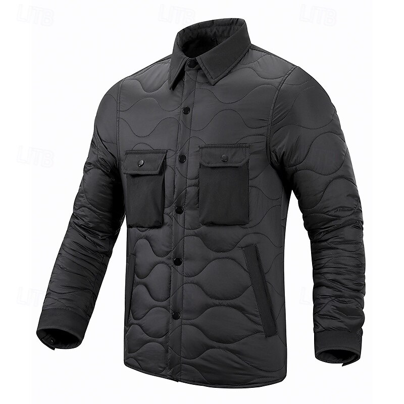 Men's Hiking Jacket Puffer Jacket Thermal Jacket Outdoor Thermal Waterproof Hiking Outfits Hiking Clothes Winter Autumn / Fall Top Camping / Hiking / Caving Running Solid Color Black2