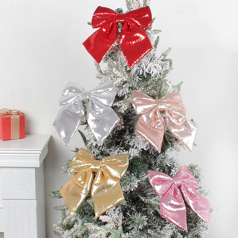 Christmas Sequin Bow Ornament, Glittery DIY Bow Tie Decoration, Perfect for Christmas Tree, Holiday Scene Setup, Festive Home Accessories