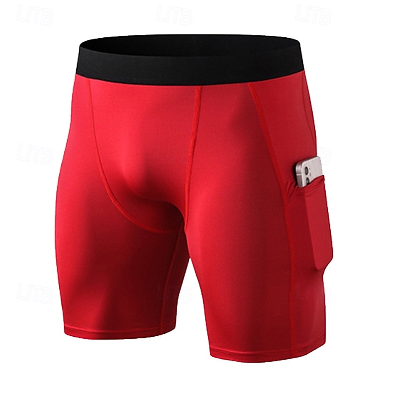 Men's Running Shorts Workout Shorts with Pockets High Waist Bottoms Athleisure Gym Workout Quick Dry Breathable Gym Basketball Athletic Tight Fit Sportswear Activewear Solid Colored Black White Red4