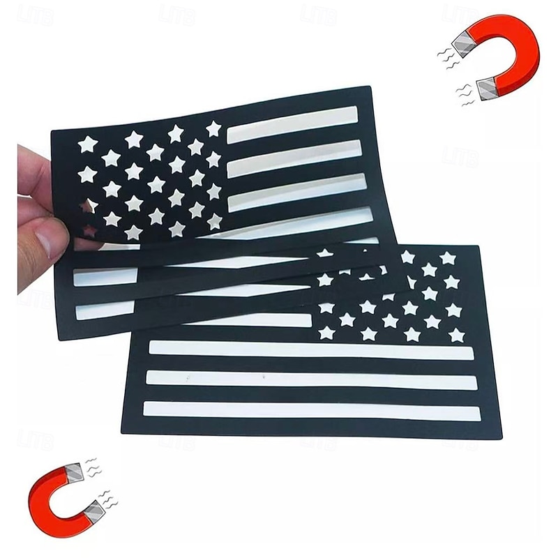2 Pack USA Flag Car Magnet, Waterproof Hollow American Flag Car Decal Stickers, Sun-Resistant Magnetic Emblem for Vehicle Body Tailgate Left and Right