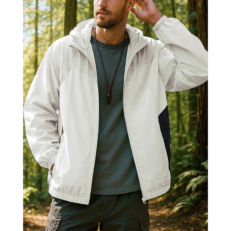 Men's Windbreaker Softshell Jacket Hiking Jacket Outdoor Waterproof Windproof Hiking Outfits Hiking Clothes Spring Autumn / Fall Top Camping / Hiking / Caving Running White Blue Purple4