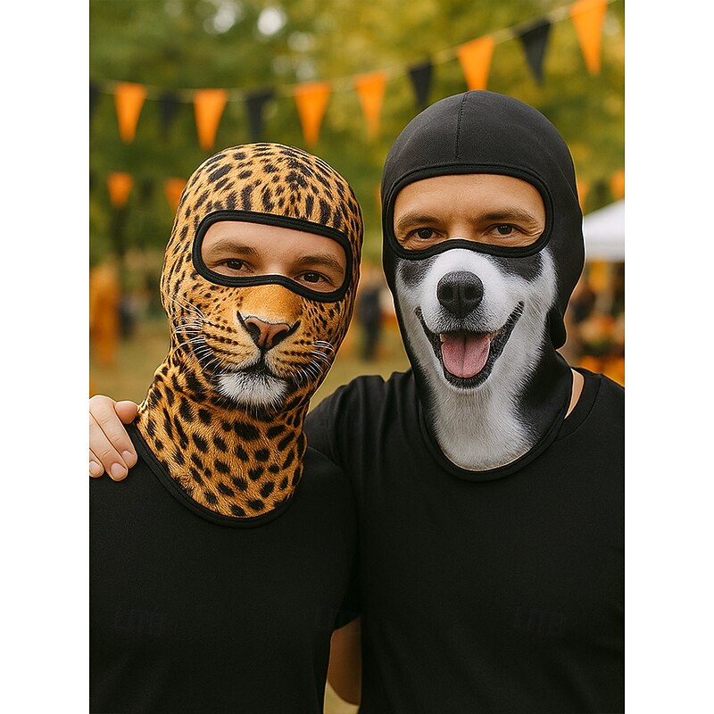Men's Halloween Animal Face Balaclava - 3D Animal Print Full Face Mask, Quick Drying Lightweight Material, Suitable for Cosplay, Masquerade, Skiing, Cycling and Outdoor Sports2
