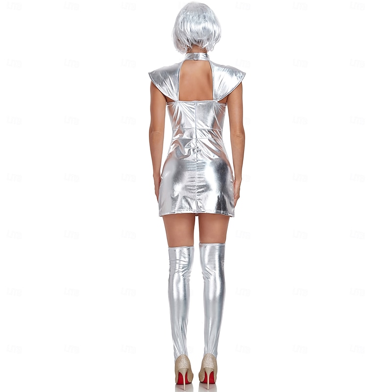 Robot Astronaut Halloween Costume Cosplay Adults' Women's Halloween Carnival Performance Party Easy Halloween Costumes Dress Up4