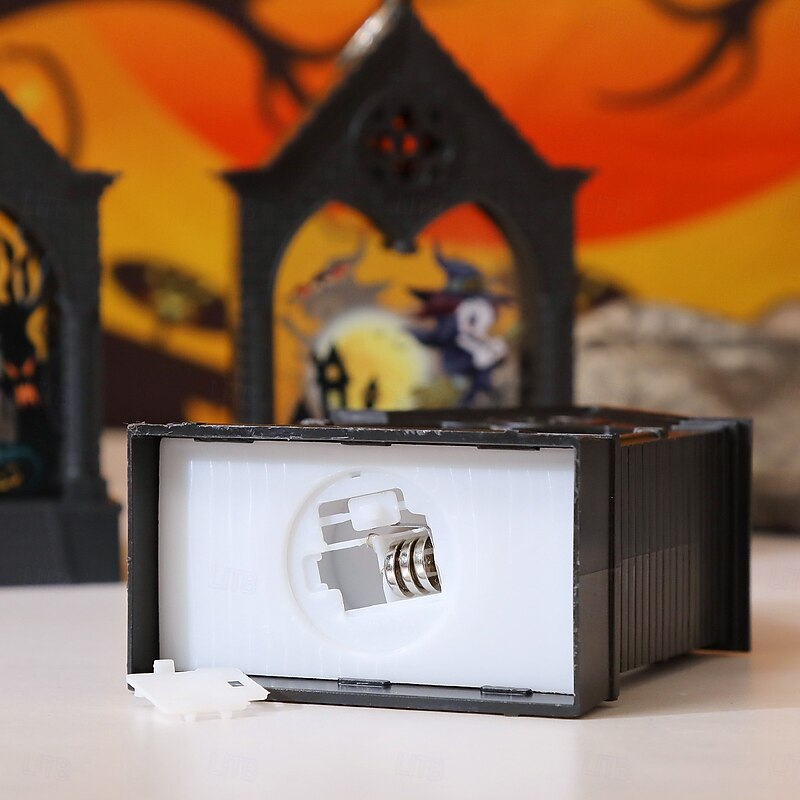 1 Pc 15CM Halloween LED Electronic Candle Light Wind Light Witch Pumpkin Ghost Decorative Nightlight Indoor and Outdoor Restaurant Party Festival Atmosphere Decorative Light LR1130 * 3 Battey3