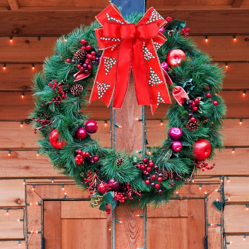 Christmas Double Layer Bow Ornament, Window Display Decoration, Christmas Tree Accessory, Wreath and Door Hanging, Festive Holiday Prop4