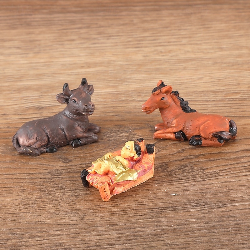 8pcs Christmas Nativity Scene Figurines Set, Resin Holy Family Mary, Joseph, Baby Jesus, Religious Christmas Decor, Nativity Manger Figurines2