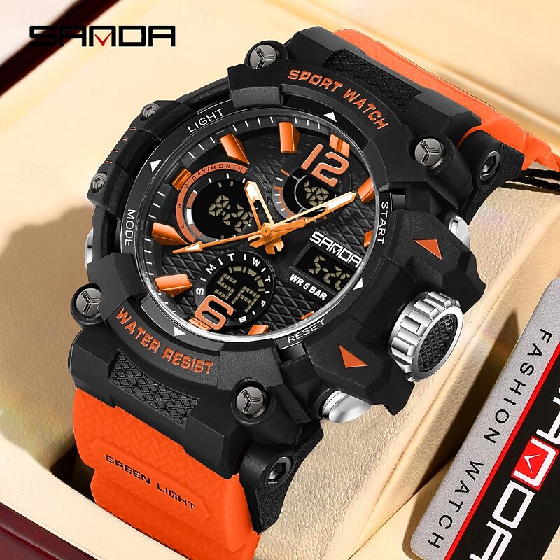 Fashion SANDA New 6276 Student Electronic Watch Alarm Clock Multifunctional Dual Display Waterproof LED Men's Electronic Watch2