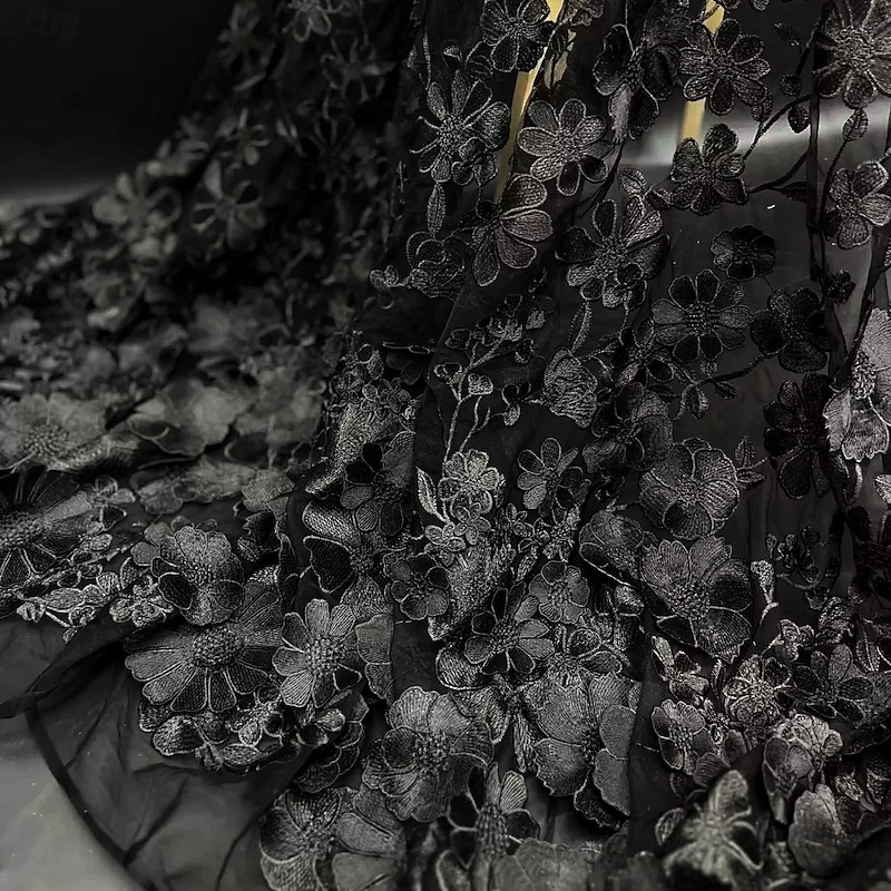 Floral Blue Black A-Line Cocktail Dresses Elegant Dress Formal Wedding Ankle Length Short Sleeve Crew Neck Pocket Satin Backless with Appliques 20254