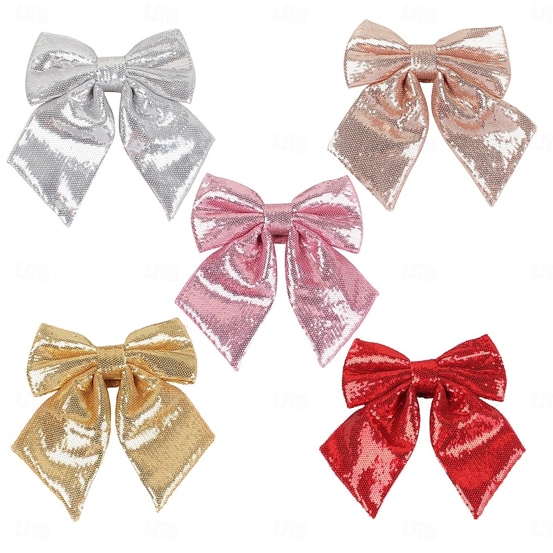 Christmas Sequin Bow Ornament, Glittery DIY Bow Tie Decoration, Perfect for Christmas Tree, Holiday Scene Setup, Festive Home Accessories3