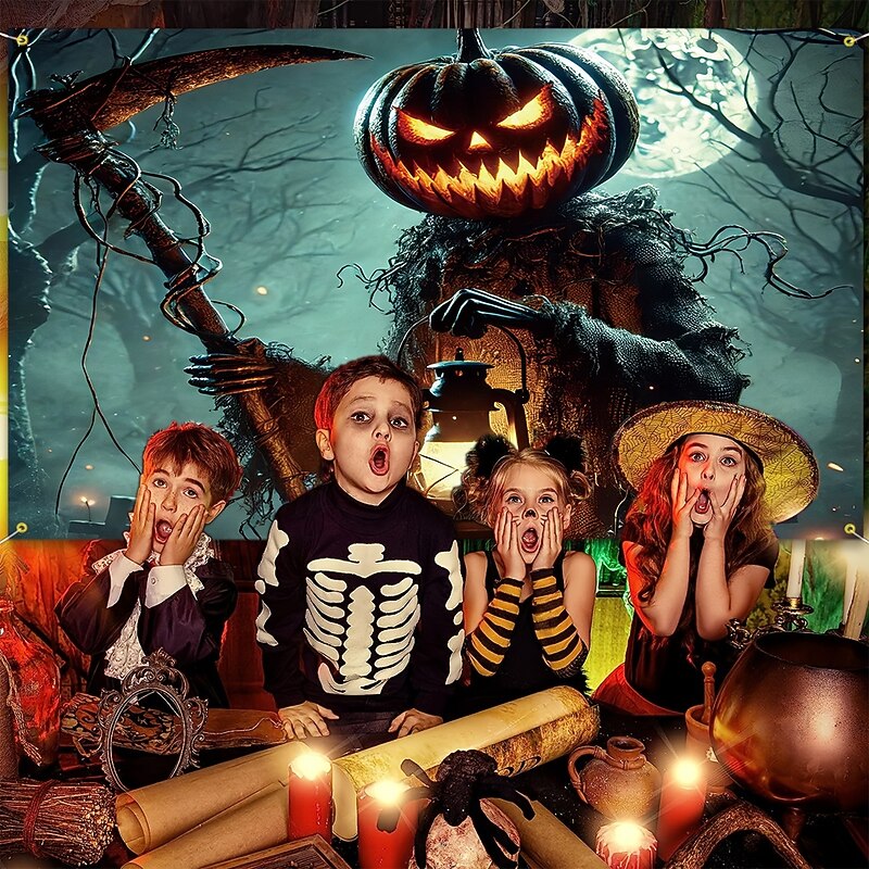 Halloween Tapestry Banners Wall Hangings Grim Reaper Pumpkin Dark Punk Gothic Style Party Dorm Shooting Backgrounds Home Decor2