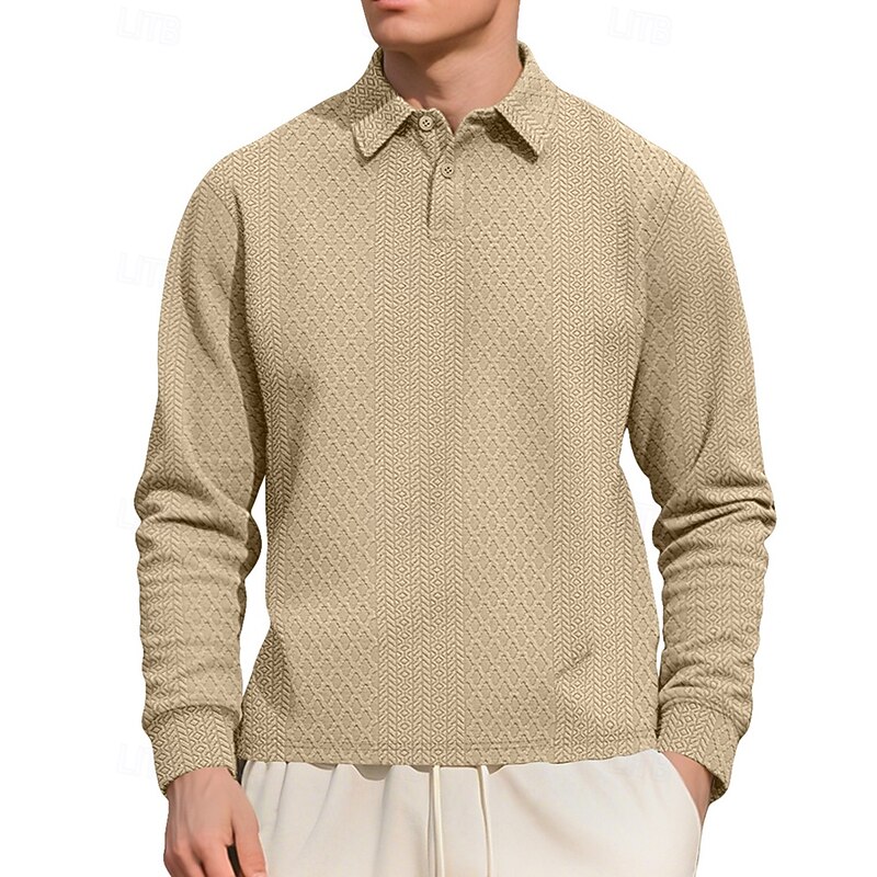 Men's Golf Shirt Golf Polos Shirts Work Casual Lapel Short Sleeve Basic Modern Plain Jacquard Buttons Spring Fall Regular Fit Black Khaki Light Blue Gray Golf Shirt4