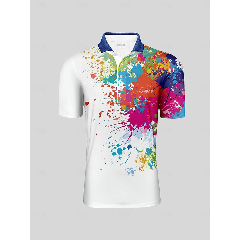 Men's Golf Polo Shirt White Short Sleeve Top Golf Attire Clothes Outfits Wear Apparel
