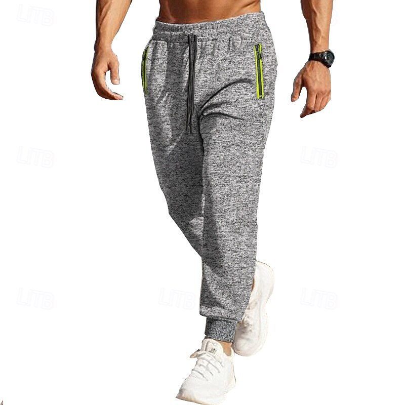 Men's Sweatpants Joggers Trousers Casual Pants Drawstring Elastic Waist Zipper Pocket Solid Colored Moisture Wicking Breathable Full Length Outdoor Daily Running Fashion Classic Style Red Green4