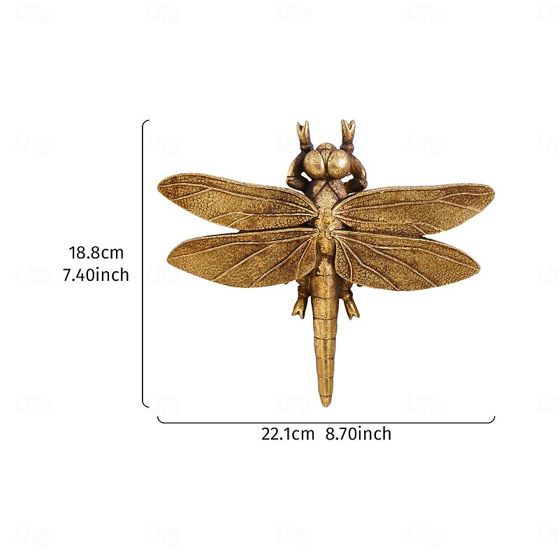 Gold Resin Dragonfly Wall Decor, Handmade Insect Art Sculpture for Home Decoration, Creative Hanging Ornament for Insect Lovers, Party, Insectarium & Gallery Display2