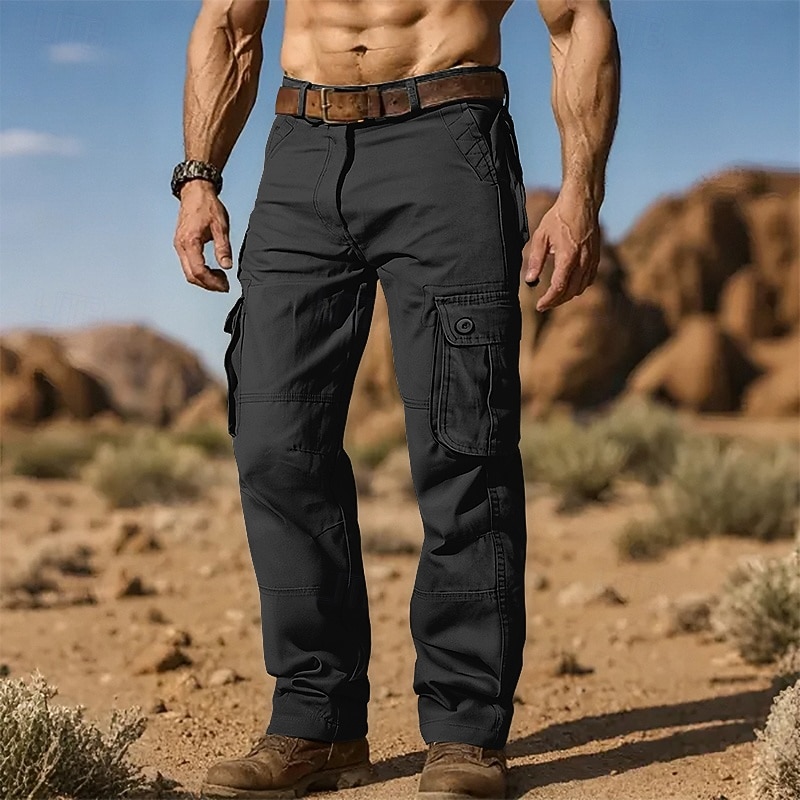 Men's Cargo Pants Trousers Buttons Multi Pocket Plain Wearable Outdoor Daily Camping & Hiking Fashion Classic Army Yellow Grass Green4