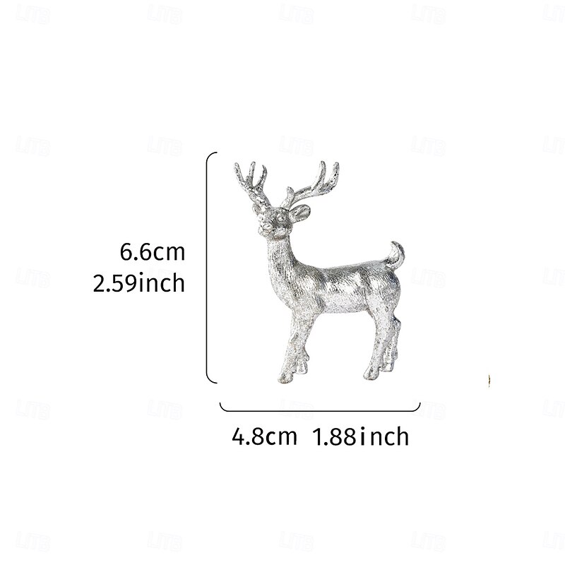 3PCS Christmas Mini Faux Reindeer Figurines Colorful Resin Indoor Holiday Decorations for Christmas Atmosphere and Miniature Landscape4