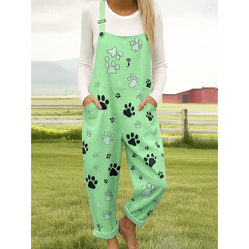 100% Cotton Women's Jumpsuit Active Floral Sleeveless Sleeveless Straight Round Neck Pocket with Pocket Vacation Daily Loose Fit Pink Blue Purple Summer4