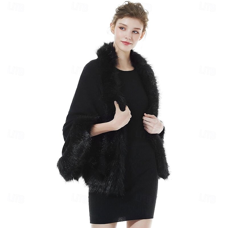 Faux Fur Shawl Wrap Stole Shrug Bridal Winter Wedding