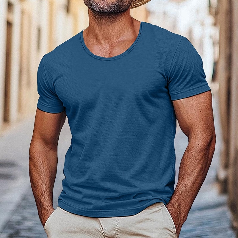 Men's T Shirt Moisture Wicking Shirts Short Sleeve V Neck Summer Spring Plain Retro Basic Casual V Neck Vintage Street Causal Casual Black White Pink Top Tee for Men