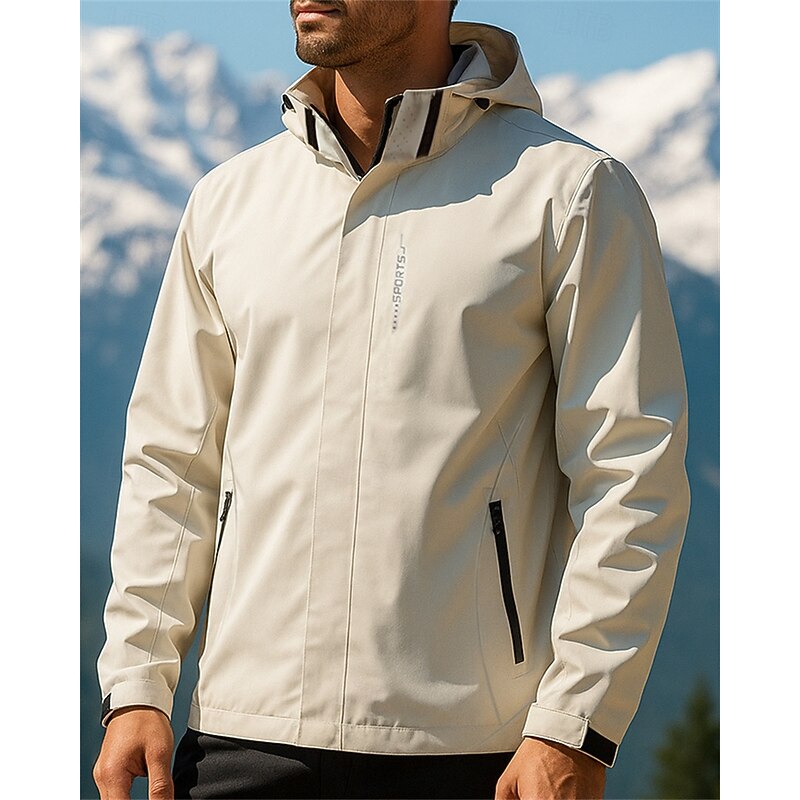 Men's Softshell Jacket Hiking Jacket Hardshell Jacket Outdoor Waterproof Windproof Hiking Outfits Hiking Clothes Spring Autumn / Fall Jacket Hunting Climbing Running Solid Color Black Ivory Dark Blue4