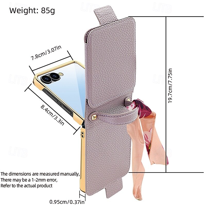 Phone Case For Samsung Galaxy Z Flip 6 Z Flip 5 Z Flip 4 Back Cover with Wrist Strap Shockproof Retro TPU PU Leather4