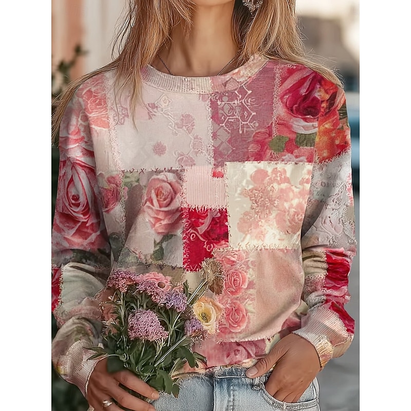 Women's 3D Print Vintage Boho Hoodie Patchwork Hoodie Sweatshirt Floral Pullover Sweatshirt Floral Vintage Graphic Warm Active Vintage Long Sleeve Street Dailywear Casual Pink Spring Fall Winter