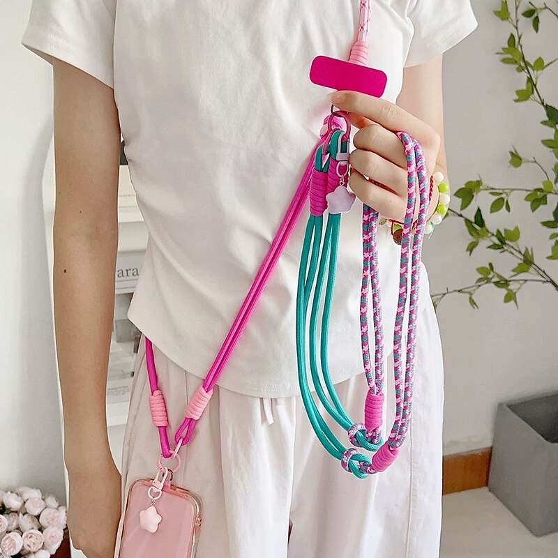 New fashionable mobile phone lanyard long rope for girls diagonal cross strap rope star pendant adjustable mobile phone lanyard
