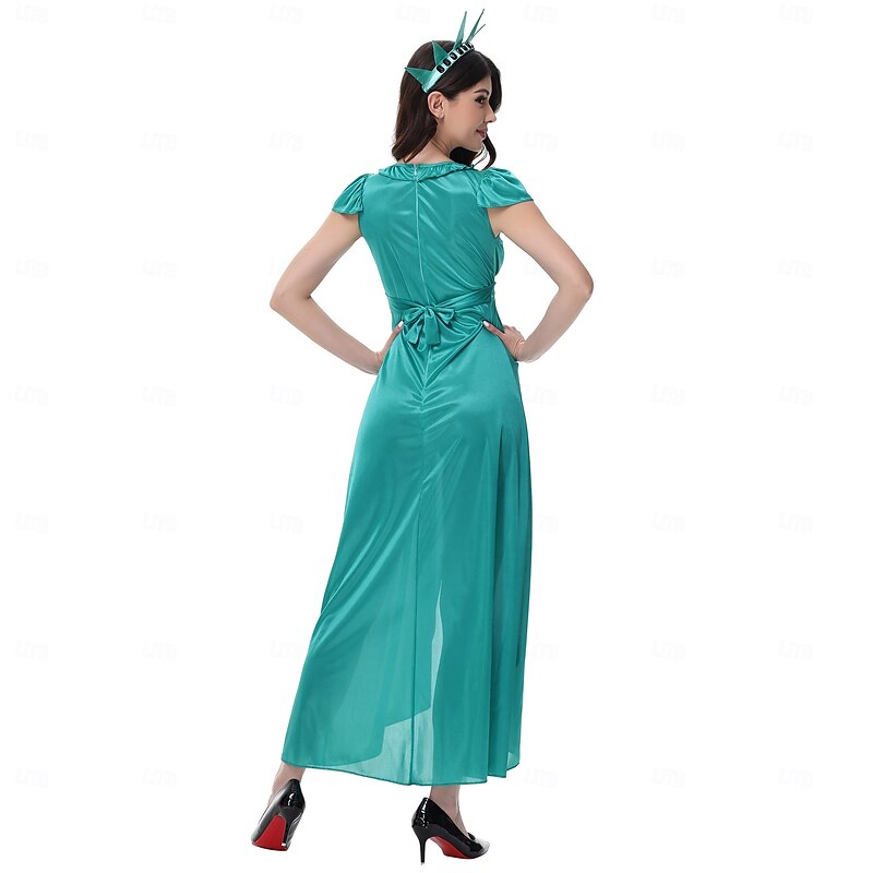 Statue of Liberty Halloween Party Costume Costume Cosplay Adults' Women's Halloween Carnival Performance Party Masquerade Easy Halloween Costumes Dress Up3