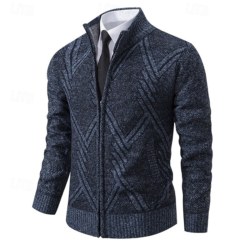 Men's Sweater Dress Sweater Cardigan Sweater Zip Sweater Knit Sweater Ribbed Knit Regular Tops Knitted Ribbed Plain Turtleneck Fashion Shawls Formal Business Clothing Apparel Fall Winter Blue Light2